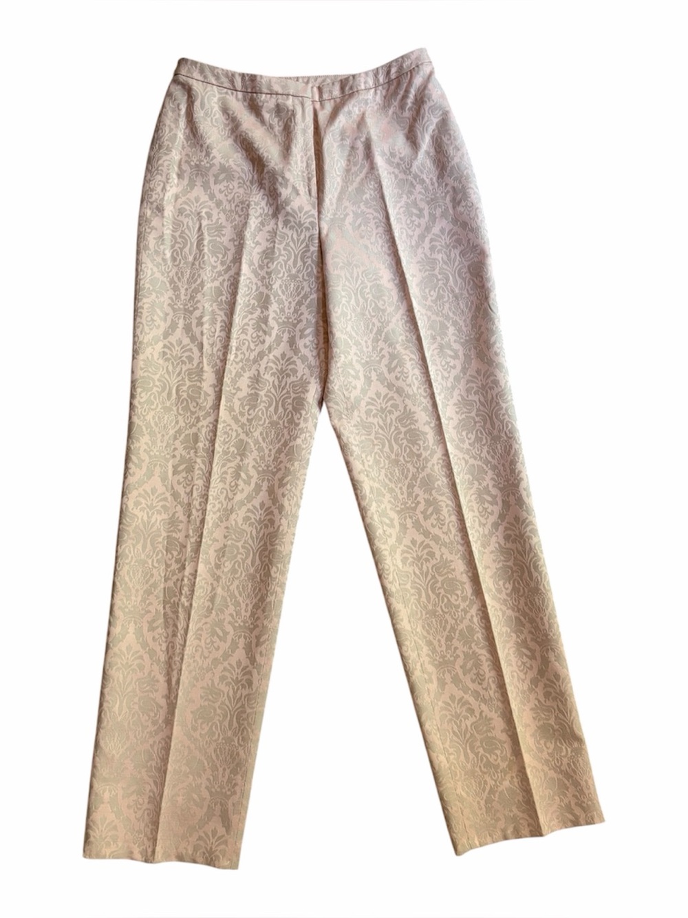 Talbots Dress Pants Size 8 Womens Slacks Jacquard Damask Brocade Champagne Pink